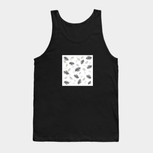 Autumn fall tropical palm leaves pattern blackwhite on white Tank Top